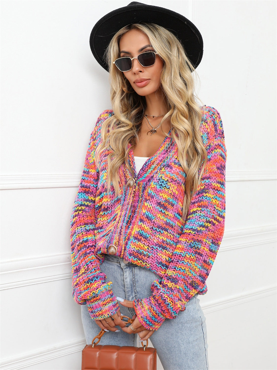 The Cheshire Knit Button Up Dropped Shoulder Cardigan