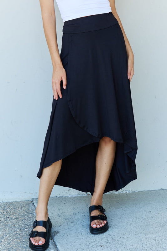 Melancholy Musings High Waisted Flare Maxi Skirt in Black