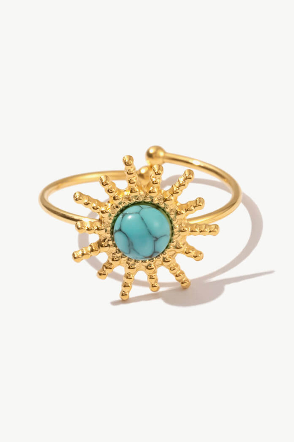 Golden Fable Natural Stone Sun Shape Open Ring