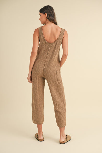 Potion Garden Sleeveless Knit Crop Jumpsuit with Pockets