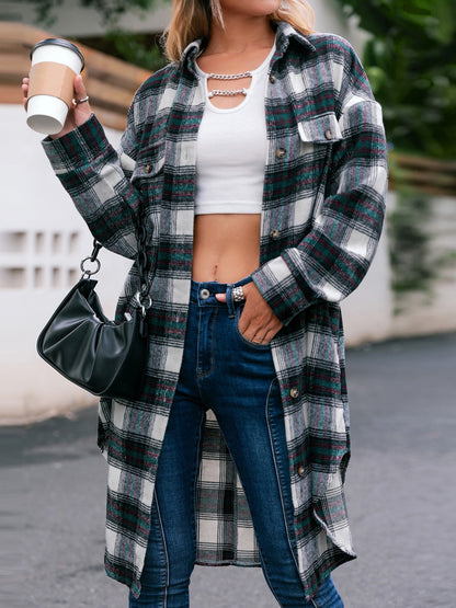 Apple Harvest Plaid Button Up Long Sleeve Shacket