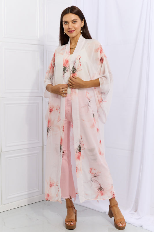 Ethereal Elegance Floral Chiffon Kimono Cardigan