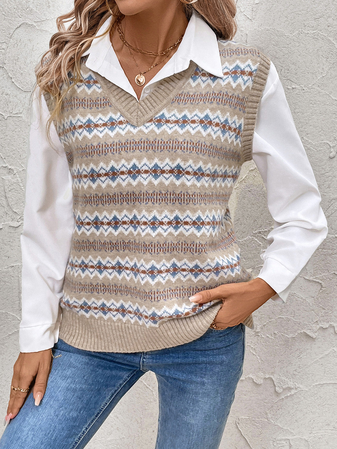 Fair Isle Charm V-Neck Sweater Vest