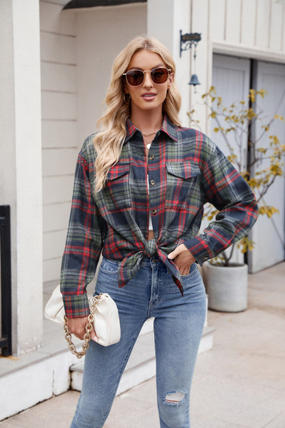 Wondering Wood Plaid Button Up Long Sleeve Shirt