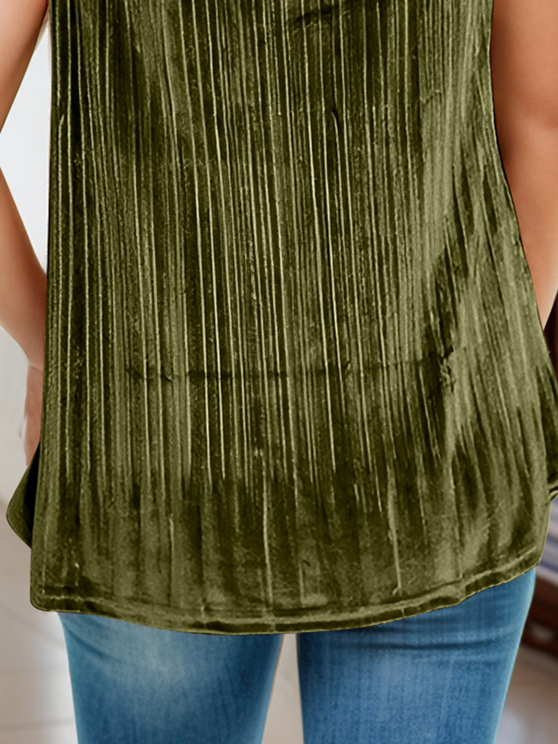 Velvet and Lace Detail Scoop Neck Cami