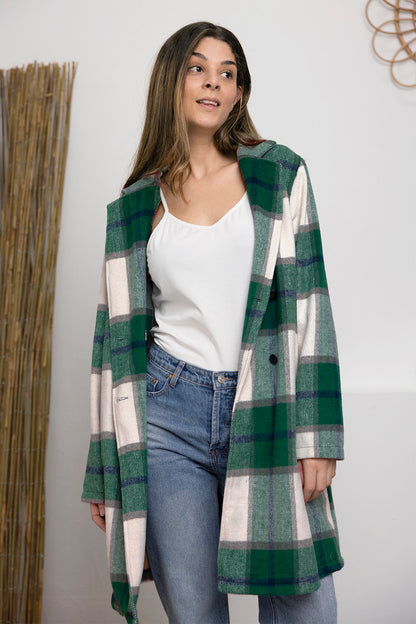 Timeless Plaid Button Up Lapel Collar Coat