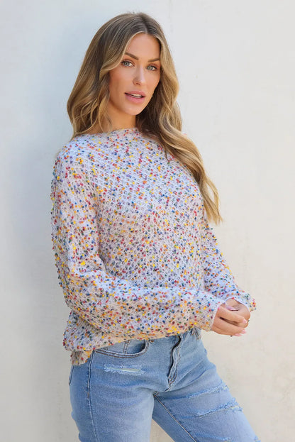 The Dittany Dream Round Neck Long Sleeve Confetti Sweater