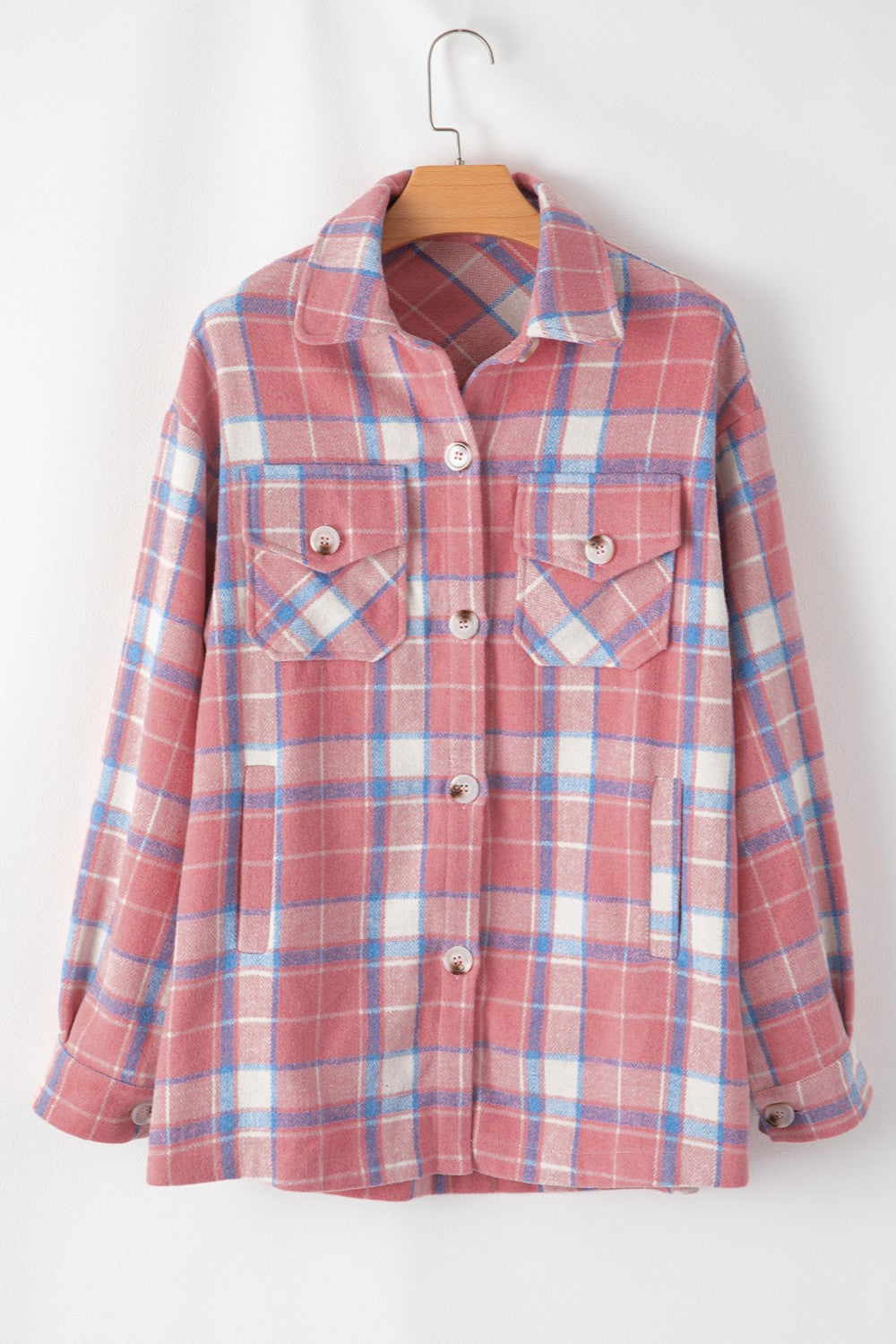 Rustling Lore Plaid Button Up Long Sleeve Shacket