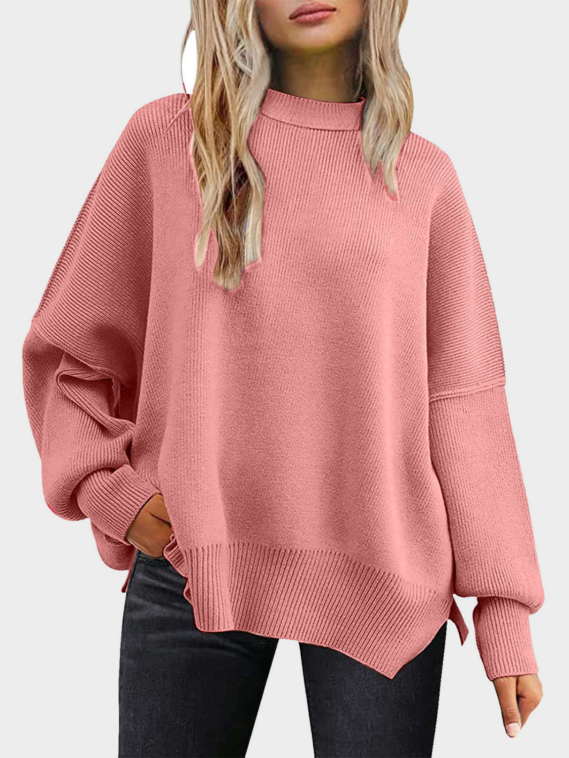 Hemlock Haze Reverse Seam Side Slit Sweater