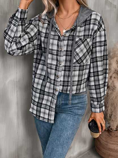 Orchard Days Plaid Long Sleeve Hooded Jacket