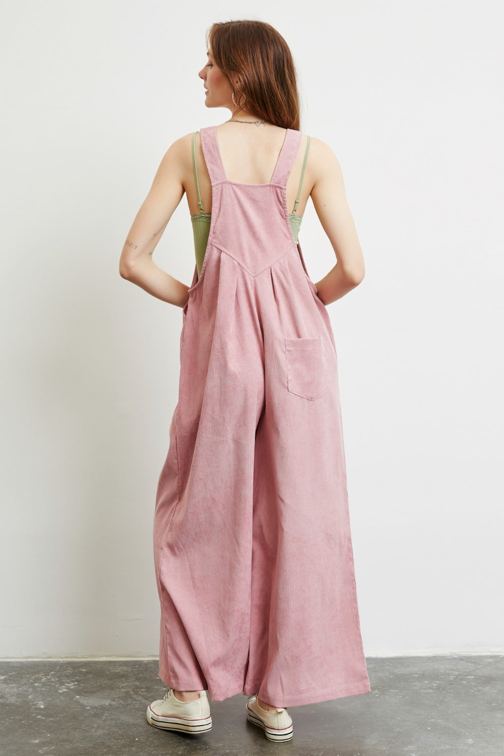 Daydreaming Corduroy Sleeveless Wide-Leg Overalls Pink