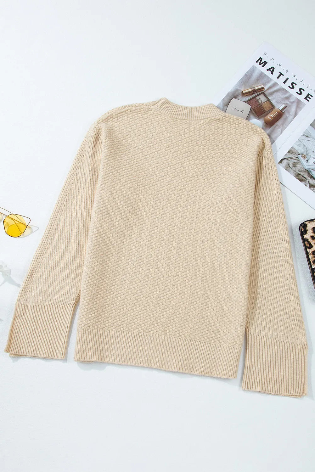 Mystic Threads Textured Slit Sleeve Sweater