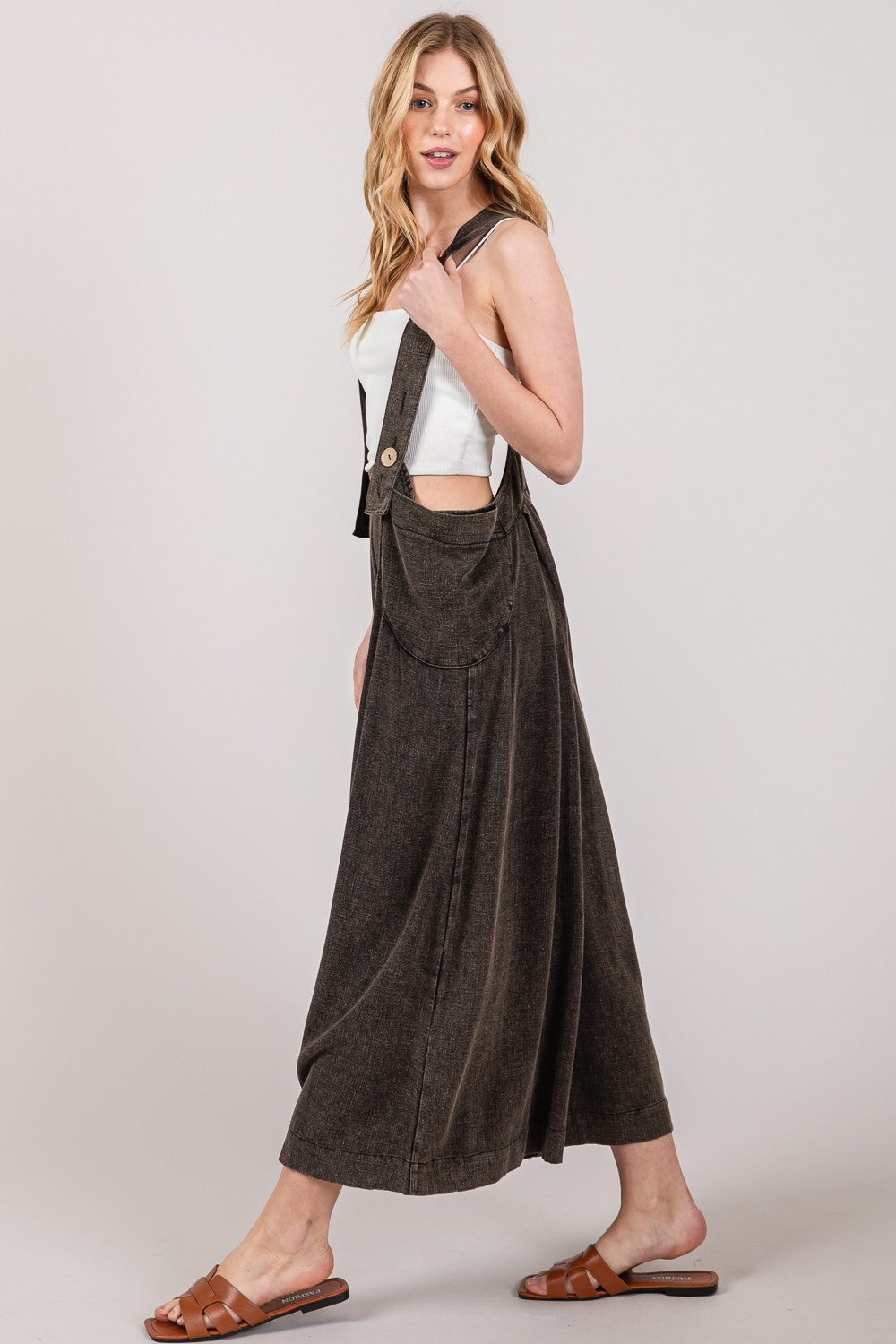 Protagonist Full Size Wide Strap Wide Leg Overalls