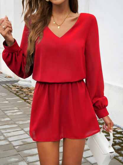 Delilah Cutout V-Neck Long Sleeve Mini Dress