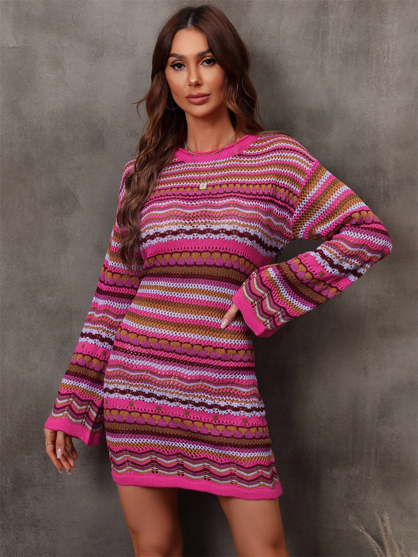 March Hare Colorful Striped Sweater Dress