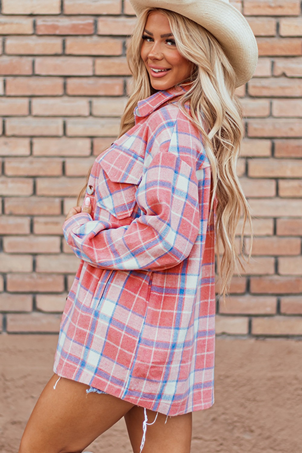 Rustling Lore Plaid Button Up Long Sleeve Shacket