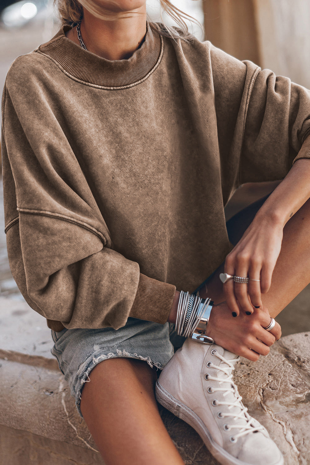 Alize Stone Washed Oversized Sweatshirt