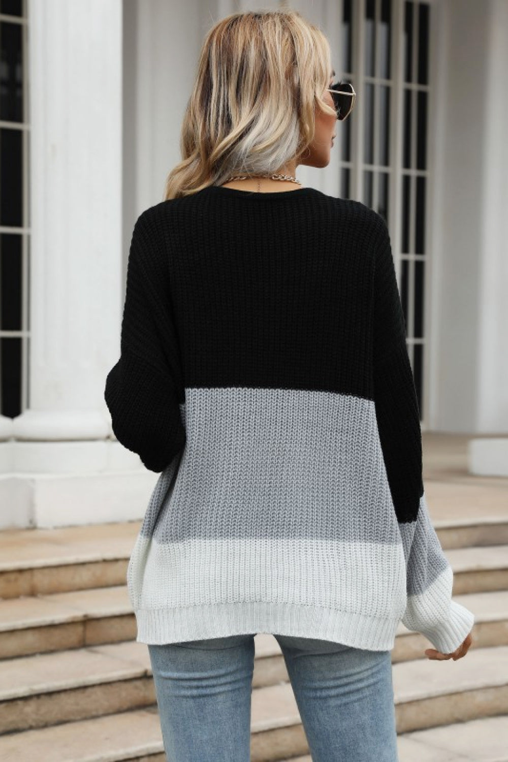 Professor’s Knit Color Block Long Sleeve Oversized Knit Sweater