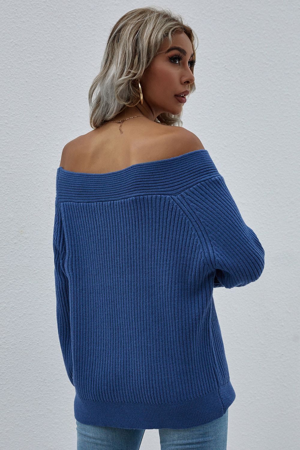 Classic Collette Off-Shoulder Rib-Knit Sweater