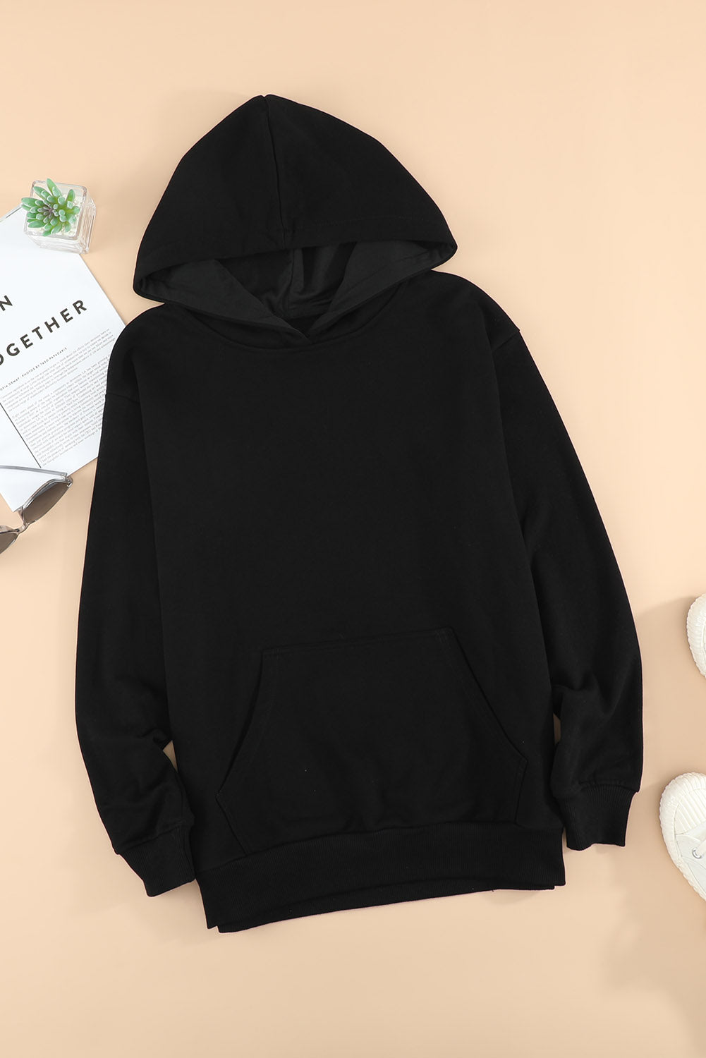 Sundown Serenade Dropped Shoulder Front Pocket Hoodie