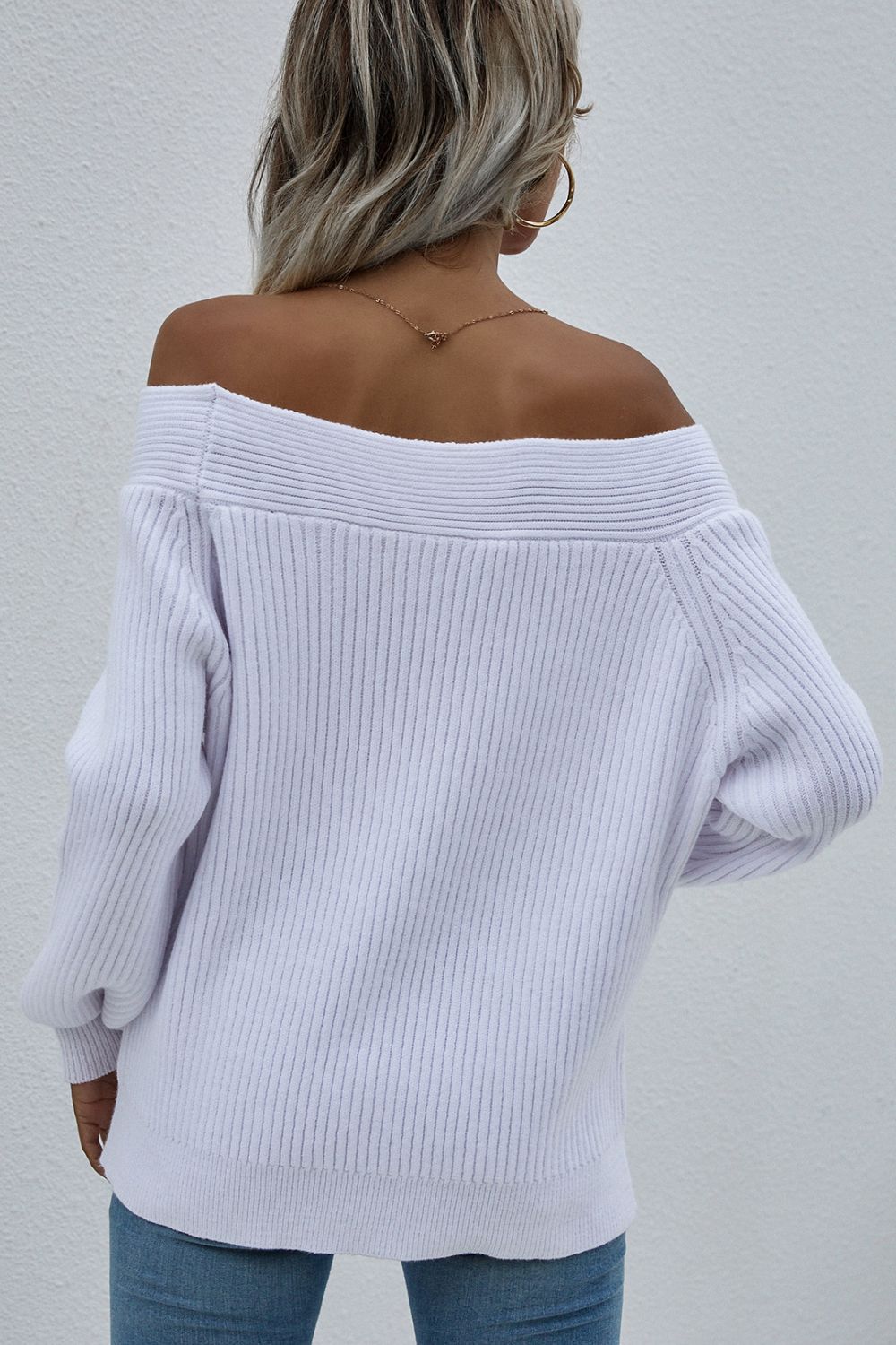 Classic Collette Off-Shoulder Rib-Knit Sweater