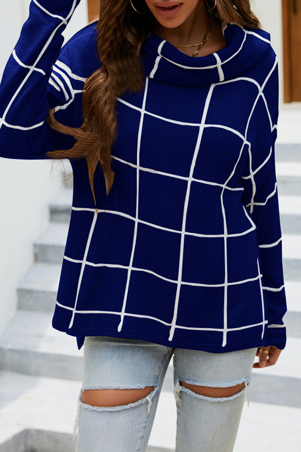 The Queens Court Turtleneck Windowpane Sweater