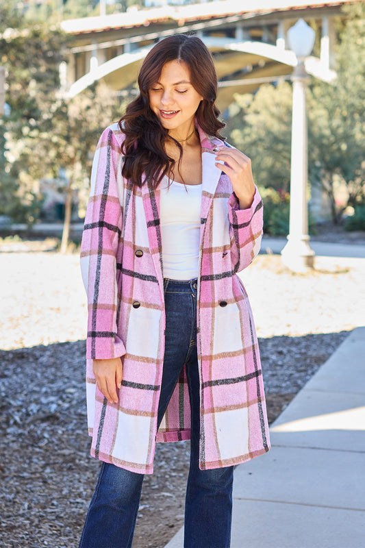 Timeless Plaid Button Up Lapel Collar Coat