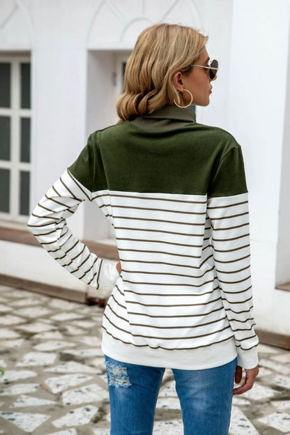 Cressida Striped Contrast Turtleneck Sweater