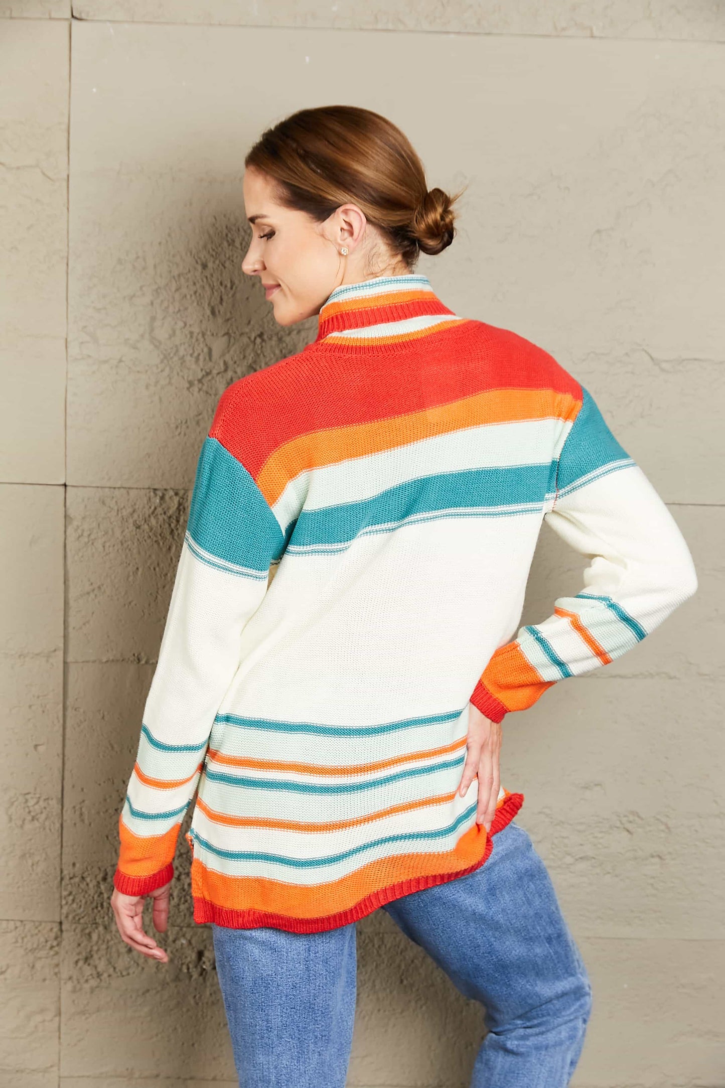 House of Everhart Striped Turtleneck Sweater