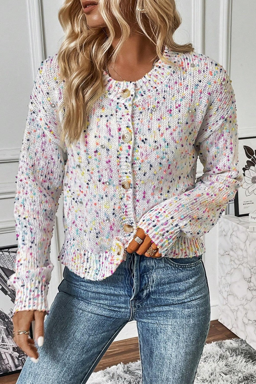 Confetti Sprinkles Button Up Long Sleeve Cardigan