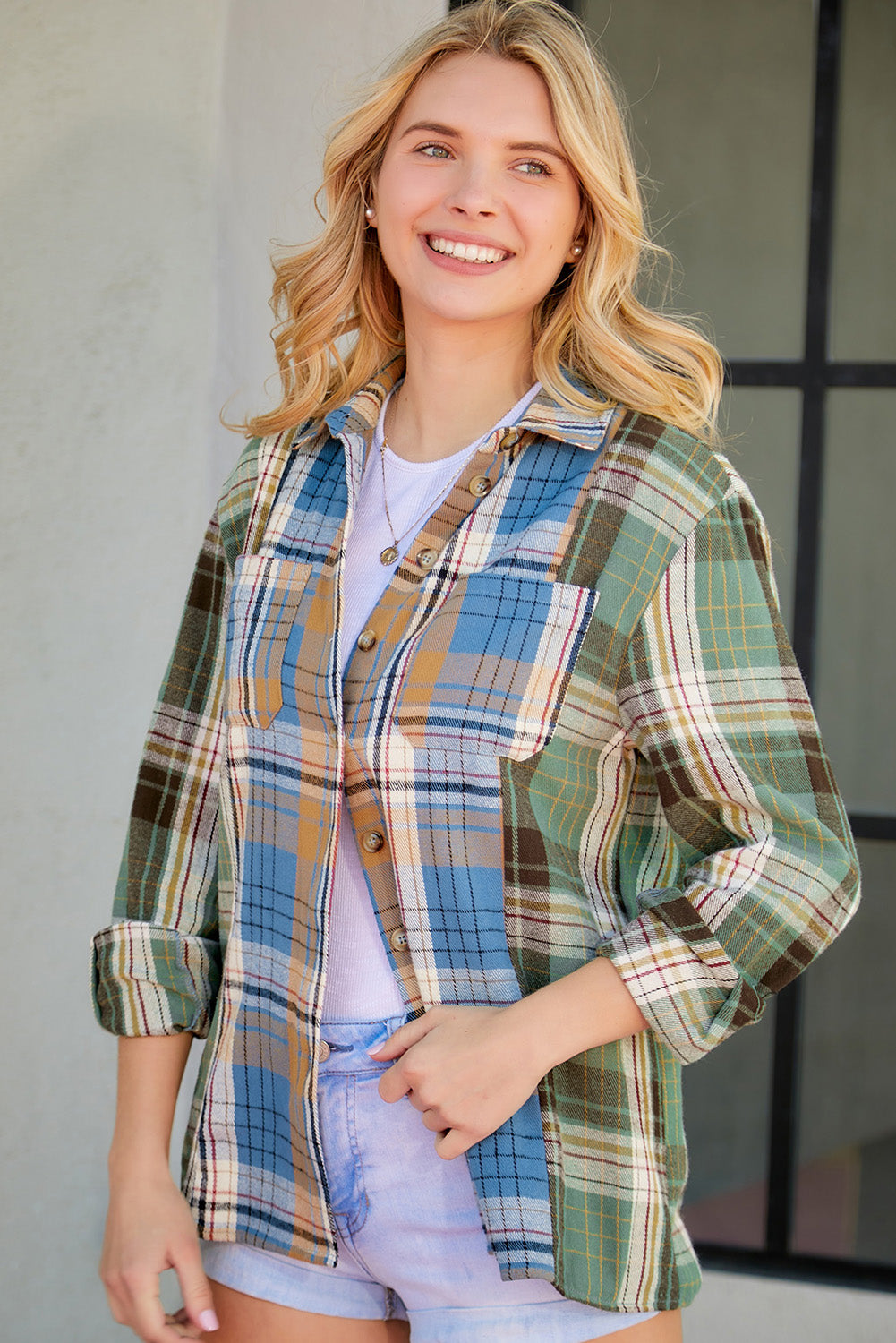 Winds of Change Plaid Button Up Long Sleeve Shirt