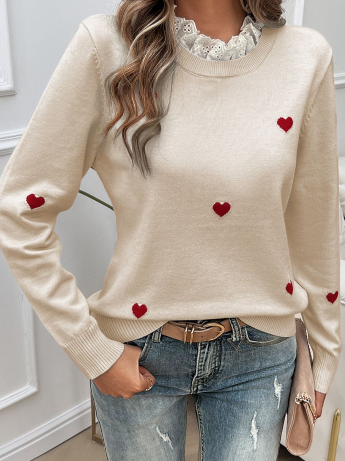 Princess of Hearts Lace Collar Sweater