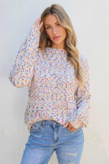 The Dittany Dream Round Neck Long Sleeve Confetti Sweater