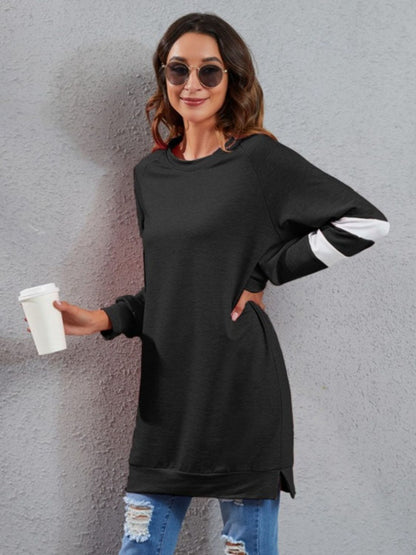 Full Size Striped Round Neck Long Sleeve T-Shirt dress