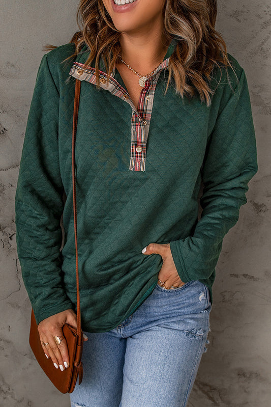 Evergreen Enchament Plaid Snap Down Sweatshirt