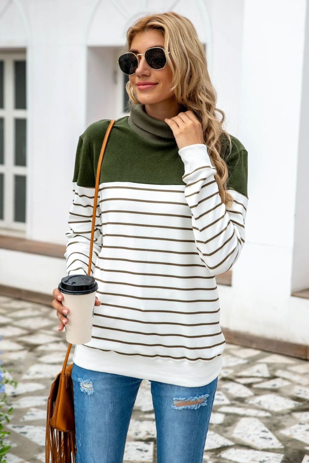 Cressida Striped Contrast Turtleneck Sweater