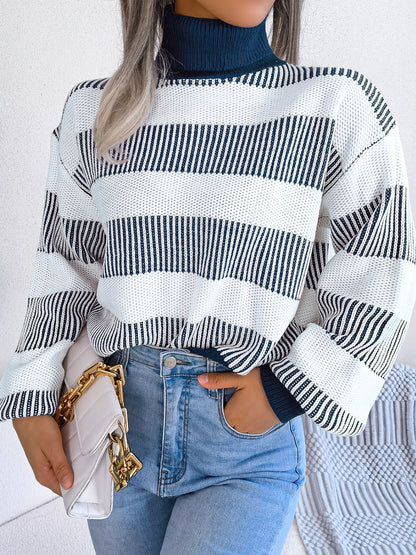 Fabled Isadora Striped Turtleneck Long Sleeve Sweater