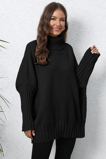 Quinn's Turtle Neck Long Sleeve Ribbed Sweater