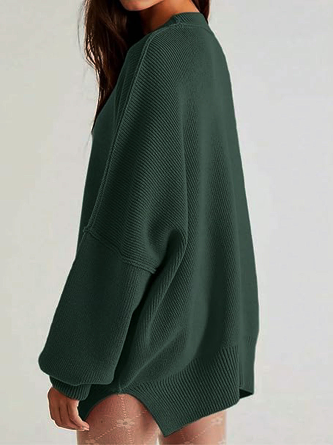 Hemlock Haze Reverse Seam Side Slit Sweater