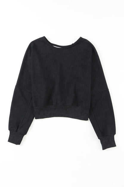 Black Magick Mineral Wash V-shape Open Back Sweatshirt