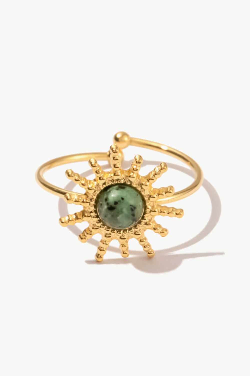 Golden Fable Natural Stone Sun Shape Open Ring