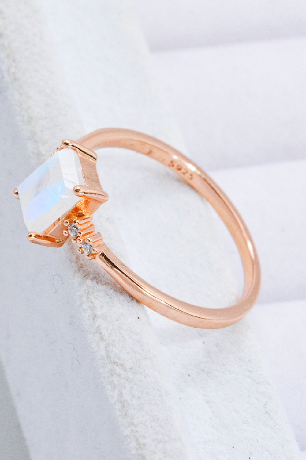 'Nebula's Secret' Rectangle Natural Moonstone Ring