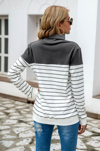 Cressida Striped Contrast Turtleneck Sweater