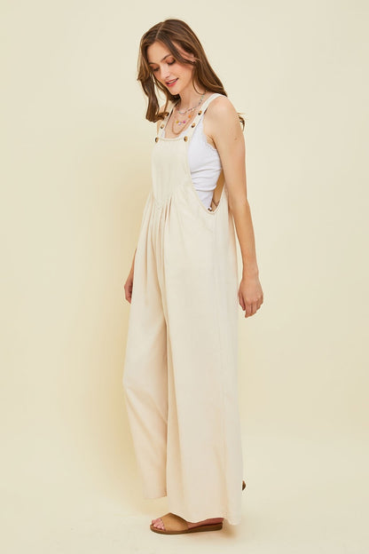 Daydreaming Corduroy Sleeveless Wide-Leg Overall Vanilla