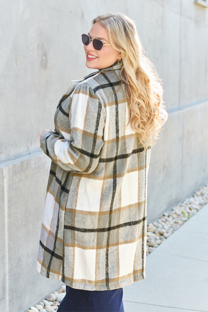 Timeless Plaid Button Up Lapel Collar Coat