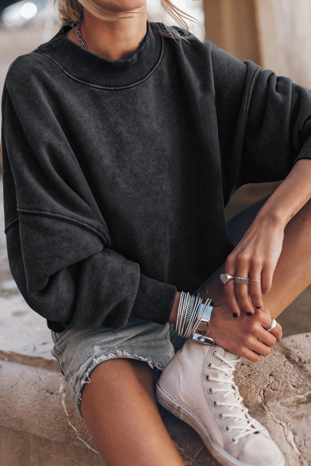 Alize Stone Washed Oversized Sweatshirt