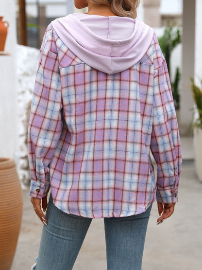 Orchard Days Plaid Long Sleeve Hooded Jacket