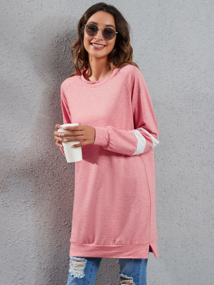 Full Size Striped Round Neck Long Sleeve T-Shirt dress