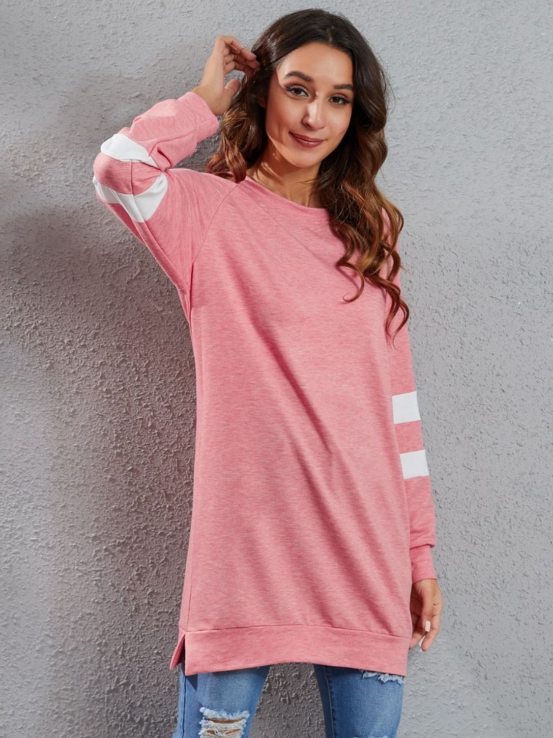 Full Size Striped Round Neck Long Sleeve T-Shirt dress