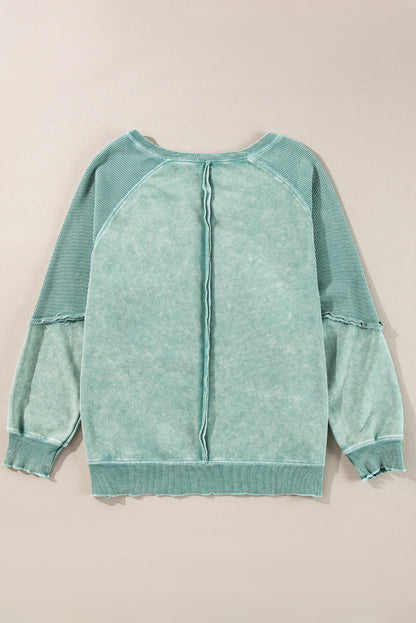 Minerva Mineral Wash Waffle Knit Reverse Seam Sweatshirt